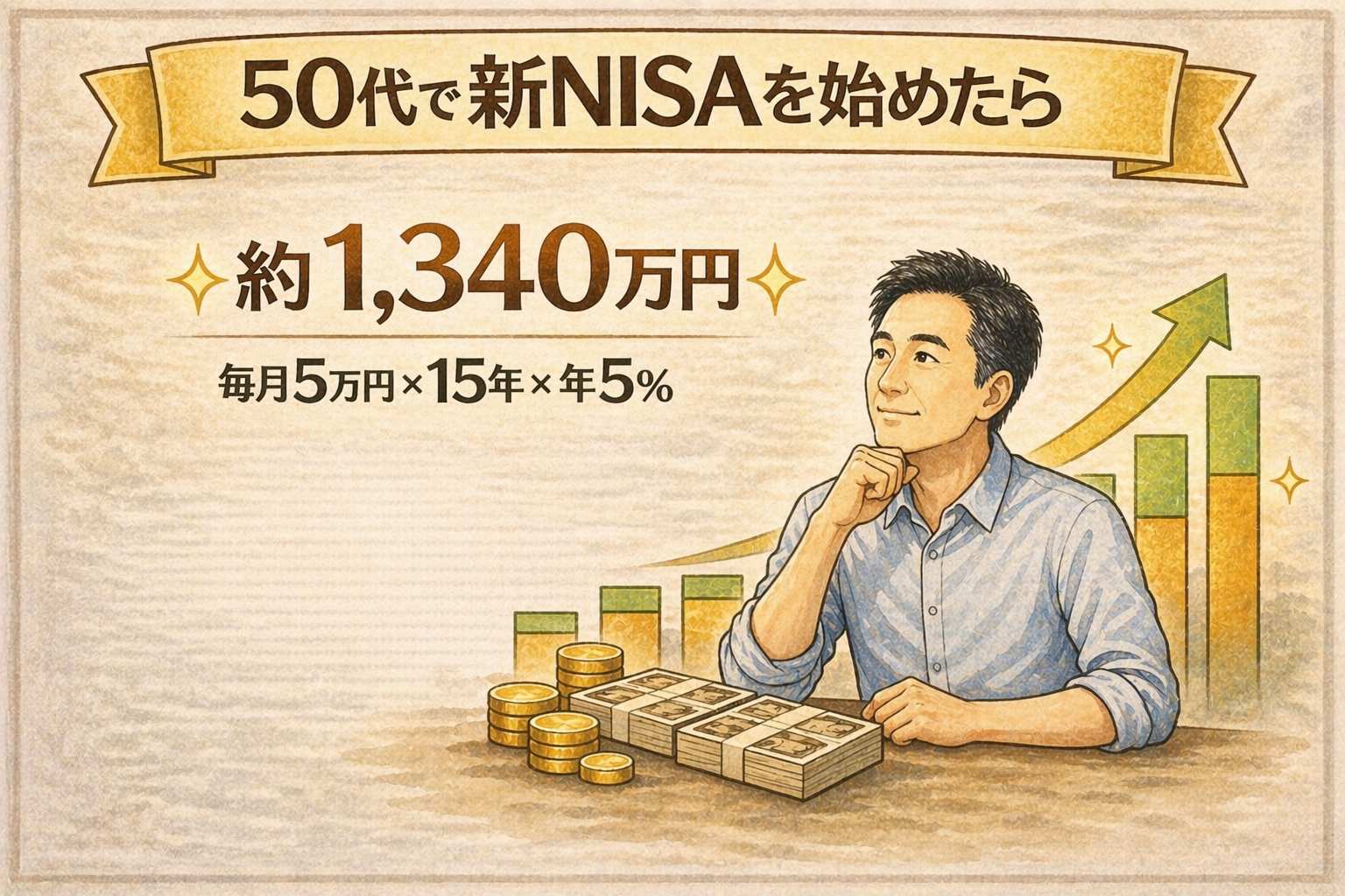 50代で新NISAを始めた場合の15年運用シミュレーション